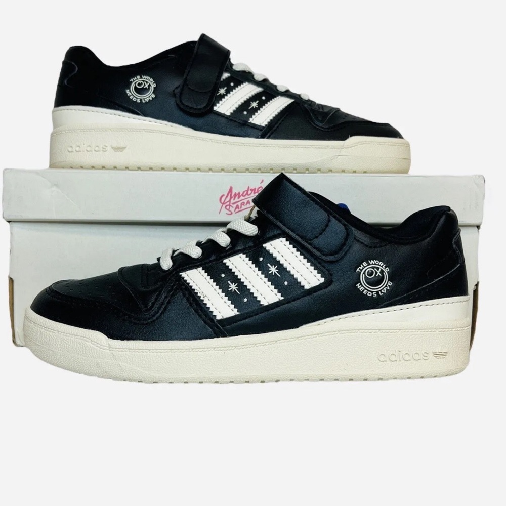 Adidas Originals Unisex Child Forum Low Sneaker Black Basketball Shoes Kids Sz 1